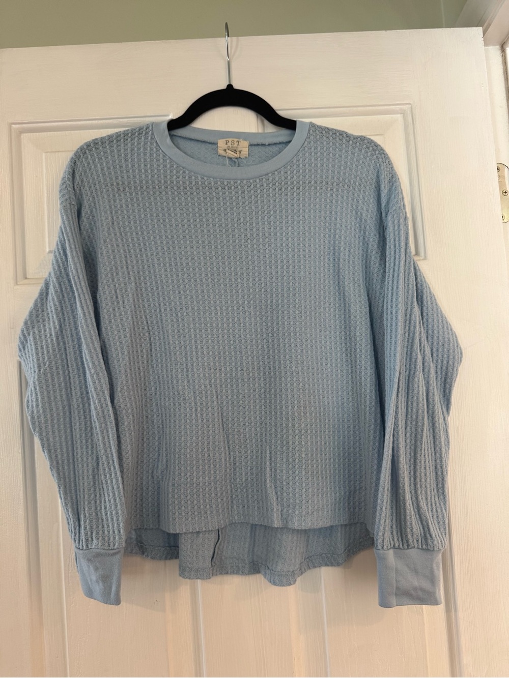 Project Social T Light Blue Waffle Knit Crewneck